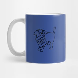 Small Dog with Biden Harris Sign Outline Mug